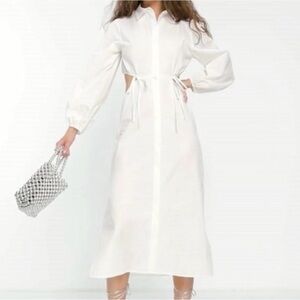 Top Shop white button down dress size 8 (fits size 6-8)